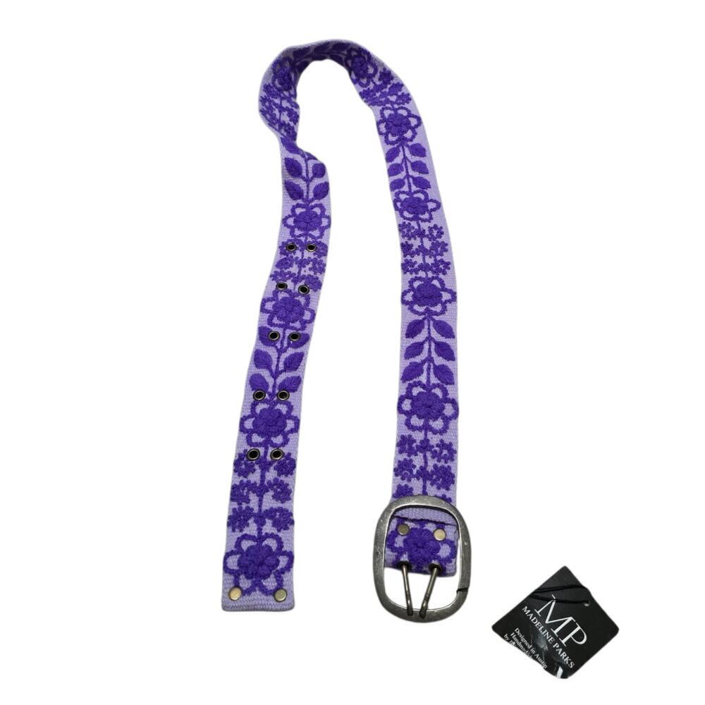 Nwt Madeline Parks Eliza Embroidered Belt Purple Large